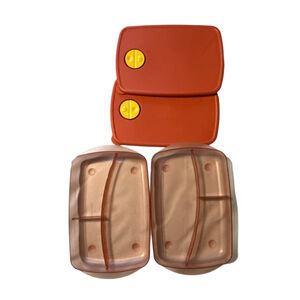 Tupperware Rock N Serve Microwave Safe Large Shallow Microwave Safe Rare New Set